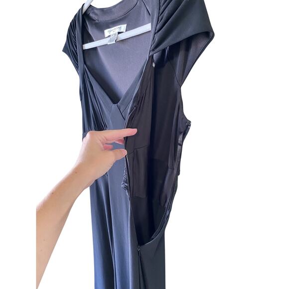 Evan Piccone Dress Womens Size 10 Black Ruched Sweetheart Neck Fit & Flare Midi - Picture 4 of 8